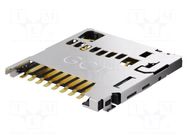 Connector: for cards; microSD; push-push; SMT; gold flash; PIN: 8 GCT