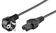 Angled Connection Cable with hot-condition coupler, 2 m, Black, (3*0.75 mm²), black - safety plug hybrid (type E/F, CEE 7/7) 90° > Device socket C15