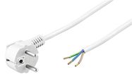 Angled Protective Contact Cable for Assembly, 2 m, White, (3*0.75 mm²), 2 m - safety plug hybrid (type E/F, CEE 7/7) 90° > Loose cable ends