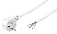 Angled Protective Contact Cable for Assembly, 2 m, White, 2 m - safety plug hybrid (type E/F, CEE 7/7) 90° > Loose cable ends