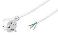 Angled Protective Contact Cable for Assembly, 3 m, White, 3 m - safety plug hybrid (type E/F, CEE 7/7) 90° > Loose cable ends