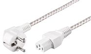 Angled Connection Cable with hot-condition coupler, 2 m, White and Silver, 2 m, white-silver - safety plug (type F, CEE 7/7) > Device socket C15
