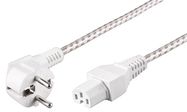 Angled Connection Cable with hot-condition coupler, 2 m, White and Silver, (3*0.75 mm²), 2 m, white-silver - safety plug hybrid (type E/F, CEE 7/7) 90° > Device socket C1