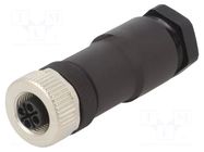 Connector: M12; female; 814; 12A; 630V; IP67; for cable; PA BINDER