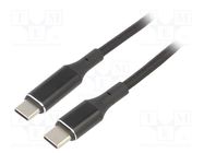 Cable; USB 2.0; USB C plug,both sides; 1m; black; Display: OLED LOGILINK