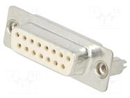 Connector: D-Sub; PIN: 15; socket; female; on PCBs,PCB snap; THT Deltron AG