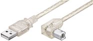 USB 2.0 Hi-Speed Cable 90°, transparent, 0.5 m - USB 2.0 male (type A) > USB 2.0 plug (type B) 90°