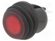 ROCKER; DPST; Pos: 2; ON-OFF; 20A/14VDC; red; IP65; LED; RA; UL94V-2 SWITCH COMPONENTS