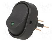 ROCKER; SPST; Pos: 2; ON-OFF; 30A/12VDC; green; LED; RD; Body: black SWITCH COMPONENTS