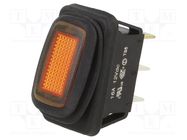 ROCKER; SPST; Pos: 2; ON-OFF; 16A/12VDC; amber; IP65; RE; Body: black SWITCH COMPONENTS