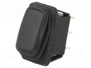 ROCKER; SP3T; Pos: 3; ON-OFF-ON; 10A/28VDC; black; IP65; none; RE SWITCH COMPONENTS