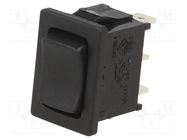 ROCKER; SP3T; Pos: 3; (ON)-OFF-(ON); 10A/24VDC; black; none; RF SWITCH COMPONENTS
