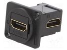 Coupler; HDMI socket,both sides; FT; gold-plated; 19x24mm; angled CLIFF