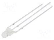 LED; red/green; 3mm; 40°; Front: convex; 3÷15VDC; No.of term: 3 OPTOSUPPLY