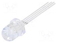 LED; RGB; 8mm; 30°; Front: convex; 3÷15VDC; No.of term: 4; -30÷85°C OPTOSUPPLY
