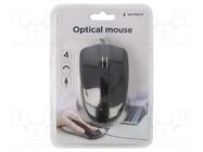 Optical mouse; black; USB A; wired; 1.35m; No.of butt: 4 GEMBIRD