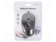 Mouse; black; USB A; optical,wired; DPI change button; 1.35m GEMBIRD