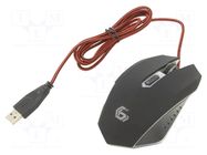 Mouse; black,red; USB A; optical,wired; DPI change button; 1.3m GEMBIRD