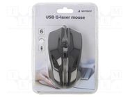 Laser mouse; black; USB A; wired; Features: DPI change button GEMBIRD