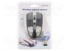 Optical mouse; black,grey; USB A; wireless; 10m; No.of butt: 4 GEMBIRD