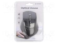 Mouse; black; USB A; optical,wired; DPI change button; 1.35m GEMBIRD