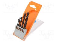 Drill set; for wood; box; wood; 4mm,5mm,6mm,8mm,10mm; 5pcs. PG PROFESSIONAL