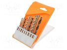Drill set; for concrete,for wood,for metal; steel; box; 9pcs. PG PROFESSIONAL