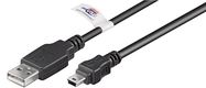 USB 2.0 Hi-Speed Cable with USB Certificate, Black, 3 m - USB 2.0 male (type A) > USB 2.0 mini male (type B, 5-pin)