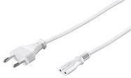 Connection Cable with Europlug, 3 m, white, (2*0.75 mm²), 3 m - Europlug (Type C CEE 7/16) > C7 socket