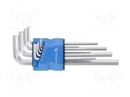 Wrench-set; hex key; tool steel; long; 9pcs. HÖGERT TECHNIK