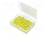 Kit: LED; THT; 8mm; 50pcs; yellow; plastic box; 8mA; 30°; 4200mcd OPTOSUPPLY