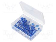 Kit: LED; THT; 8mm; 50pcs; blue; plastic box; 7.5mA; 30°; 2500mcd OPTOSUPPLY