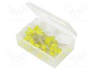 Kit: LED; THT; 5mm; 50pcs; yellow; 3÷15V; plastic box; 8mA; 50° 