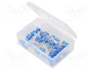 Kit: LED; THT; 5mm; 50pcs; blue; 3÷15V; plastic box; 7.5mA; 30° OPTOSUPPLY