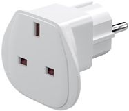 Travel Adapter UK to EU, White - UK female > safety plug (type F, CEE 7/7)