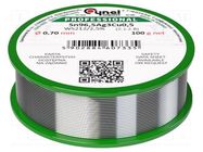 Soldering wire; tin; Sn96,5Ag3Cu0,5; 0.7mm; 100g; lead free; reel CYNEL