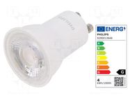 LED lamp; warm white; GU10; 230VAC; 240lm; P: 3.5W; 36°; 2700K PHILIPS