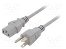 Cable; 3x18AWG; IEC C13 female,NEMA 5-15 (B) plug; PVC; 1.5m LIAN DUNG