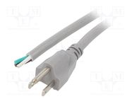 Cable; 3x16AWG; NEMA 5-15 (B) plug,wires; PVC; 5m; grey; 13A; 125V LIAN DUNG