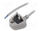 Cable; 3x1mm2; BS 1363 (G) plug,wires; PVC; 1.8m; grey; 13A; 250V LIAN DUNG