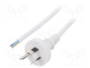 Cable; 3x1mm2; AS/NZS 3112 (I) plug,wires; PVC; 5m; white; 10A LIAN DUNG