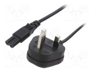 Cable; 2x0.75mm2; BS 1363 (G) plug,IEC C7 female; PVC; 1.8m; 3A LIAN DUNG