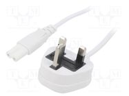 Cable; 2x0.75mm2; BS 1363 (G) plug,IEC C7 female; PVC; 1.8m; 3A LIAN DUNG