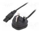 Cable; 2x0.75mm2; BS 1363 (G) plug,IEC C7 female; PVC; 1m; black LIAN DUNG