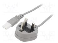 Cable; 2x0.75mm2; BS 1363 (G) plug,IEC C7 female; PVC; 3m; grey LIAN DUNG