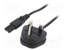 Cable; 2x0.75mm2; BS 1363 (G) plug,IEC C7 female; PVC; 5m; black LIAN DUNG
