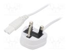 Cable; 2x0.75mm2; BS 1363 (G) plug,IEC C7 female; PVC; 5m; white LIAN DUNG