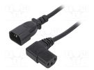 Cable; 3x1mm2; IEC C13 female 90°,IEC C14 male; PVC; 1m; black LIAN DUNG
