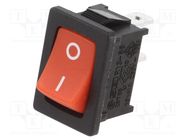 ROCKER; SPST; Pos: 2; ON-OFF; 10A/24VDC; red; none; RF; Body: black SWITCH COMPONENTS