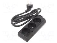 Extension lead; 3x1.5mm2; Sockets: 3; PVC; black; 1.5m; 16A JONEX
